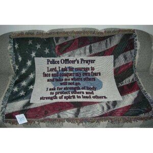 New Policeman Officer Prayer Afghan Tapestry Throw Blanket Police Man Gift NIP
